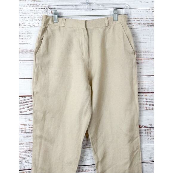& Other Stories Paris Atelier Women's Linen Tapered Casual Pants Cream Size 6 - Picture 5 of 12
